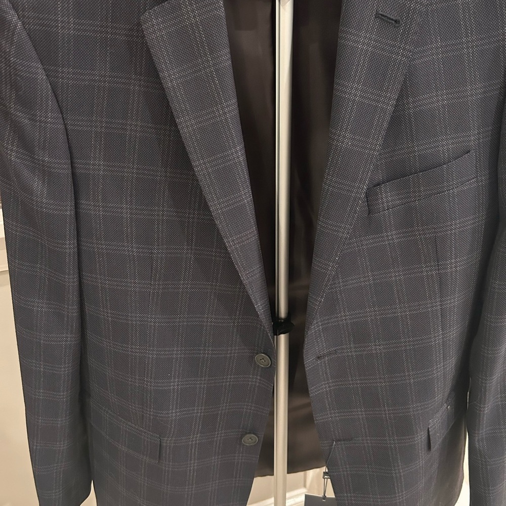 John W. Nordstrom Navy & Grey Checkered Blazer
